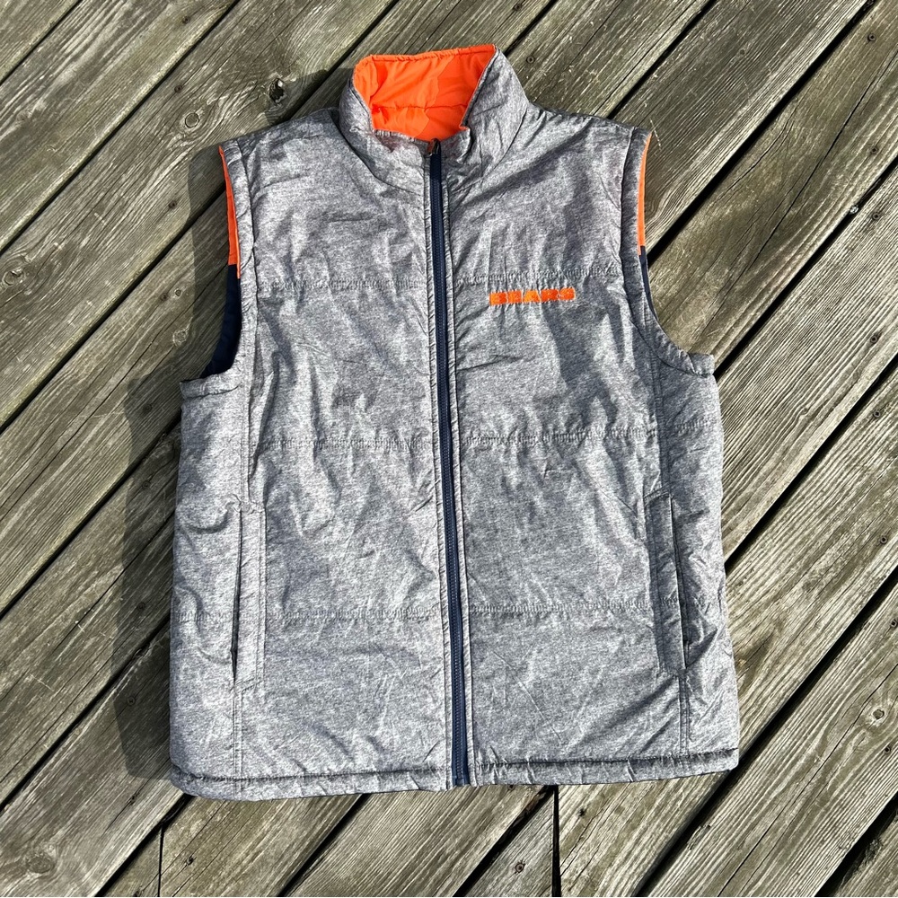 Chicago Bears Vest Size XL Reversible Quilted Puffer Blue-Gray Full Zip